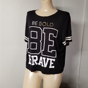 Bold to be brave black white script top junior short sleeve XL Justice 18/20  to